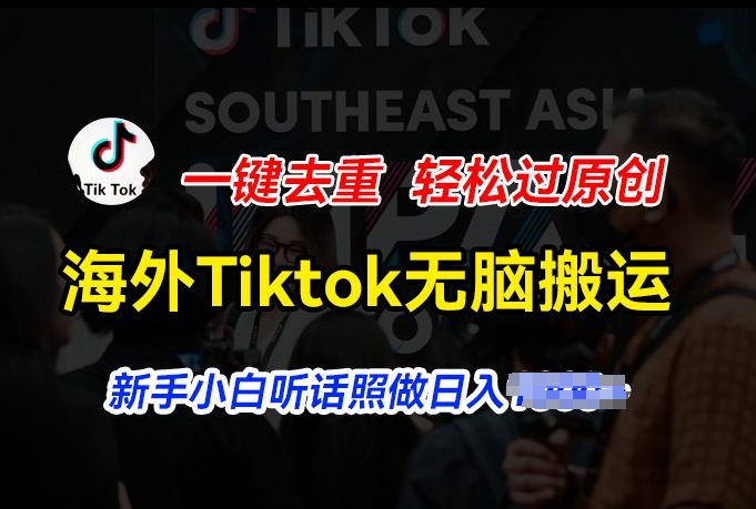 海外Tiktok短视频无脑搬运，一键去重轻松过原创，新手小白听话照做日入几张【揭秘】-大齐资源站