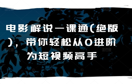 电影解说一课通(绝版)，带你轻松从0进阶为短视频高手-大齐资源站