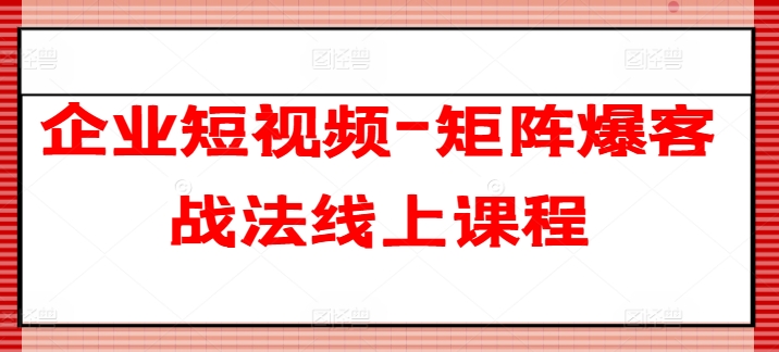 企业短视频-矩阵爆客战法线上课程-大齐资源站