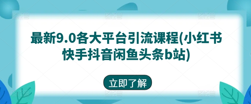 最新9.0各大平台引流课程(小红书快手抖音闲鱼头条b站)-大齐资源站