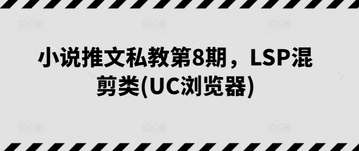 小说推文私教第8期，LSP混剪类(UC浏览器)-大齐资源站