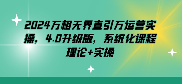 2024万相无界直引万运营实操，4.0升级版，系统化课程 理论+实操-大齐资源站