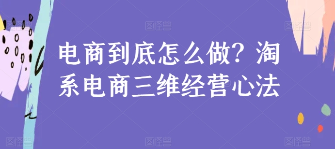 电商到底怎么做？淘系电商三维经营心法-大齐资源站