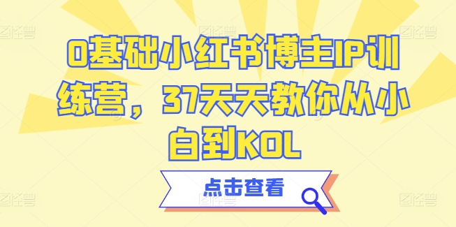 0基础小红书博主IP训练营，37天天教你从小白到KOL-大齐资源站