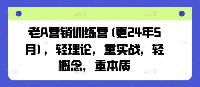 老A营销训练营(更24年5月)，轻理论，重实战，轻概念，重本质-大齐资源站