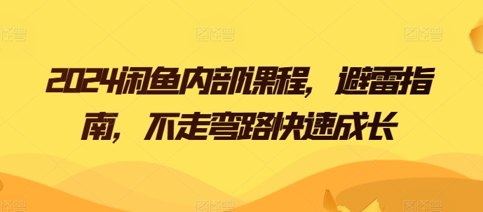 2024闲鱼内部课程，避雷指南，不走弯路快速成长-大齐资源站