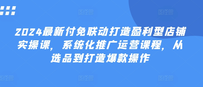 2024最新付免联动打造盈利型店铺实操课，​系统化推广运营课程，从选品到打造爆款操作-大齐资源站