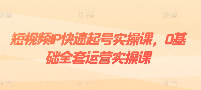 短视频IP快速起号实操课，0基础全套运营实操课，爆款内容设计+粉丝运营+内容变现-大齐资源站