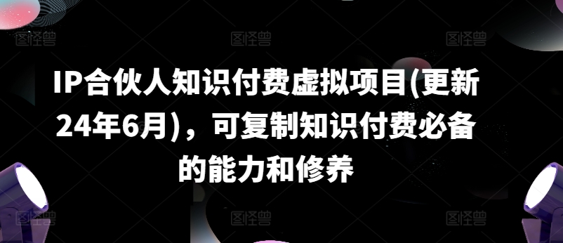 IP合伙人知识付费虚拟项目(更新24年6月)，可复制知识付费必备的能力和修养-大齐资源站