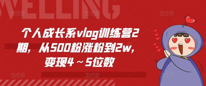 个人成长系vlog训练营2期，从500粉涨粉到2w，变现4～5位数-大齐资源站