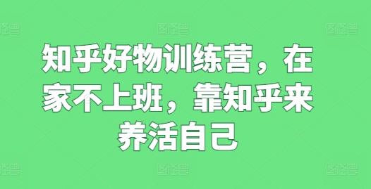 知乎好物训练营，在家不上班，靠知乎来养活自己-大齐资源站