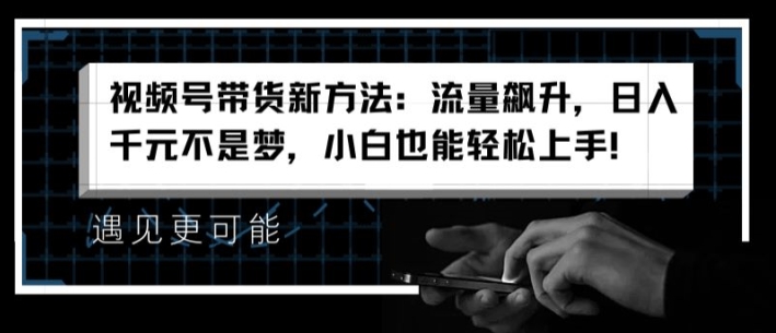 视频号带货新方法：流量飙升，日入千元不是梦，小白也能轻松上手【揭秘】-大齐资源站