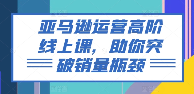 亚马逊运营高阶线上课，助你突破销量瓶颈-大齐资源站