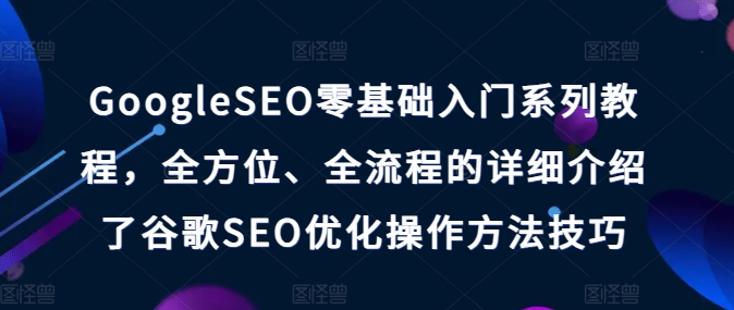 GoogleSEO零基础入门系列教程，全方位、全流程的详细介绍了谷歌SEO优化操作方法技巧-大齐资源站