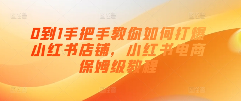 0到1手把手教你如何打爆小红书店铺，小红书电商保姆级教程-大齐资源站