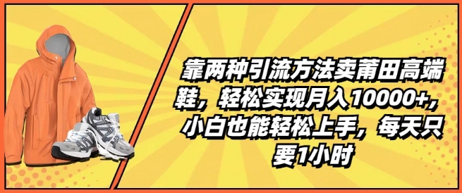 靠两种引流方法卖莆田高端鞋，轻松实现月入1W+，小白也能轻松上手，每天只要1小时【揭秘】-大齐资源站