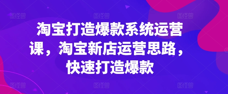 淘宝打造爆款系统运营课，淘宝新店运营思路，快速打造爆款-大齐资源站