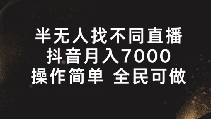 半无人找不同直播，月入7000+，操作简单 全民可做【揭秘】-大齐资源站