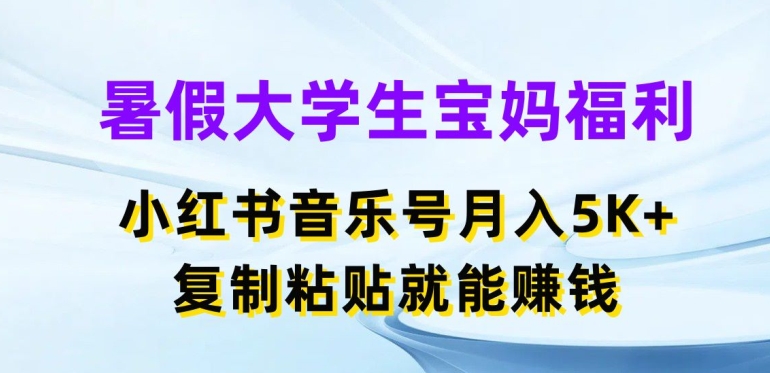 暑假大学生宝妈福利，小红书音乐号月入5000+，复制粘贴就能赚钱【揭秘】-大齐资源站