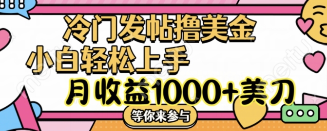 冷门发帖撸美金项目，月收益1000+美金，简单无脑，干就完了【揭秘】-大齐资源站