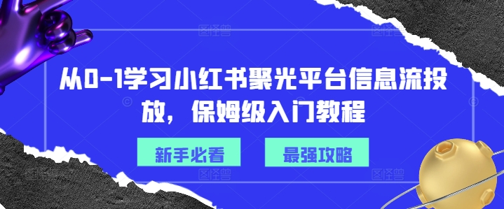 从0-1学习小红书聚光平台信息流投放，保姆级入门教程-大齐资源站