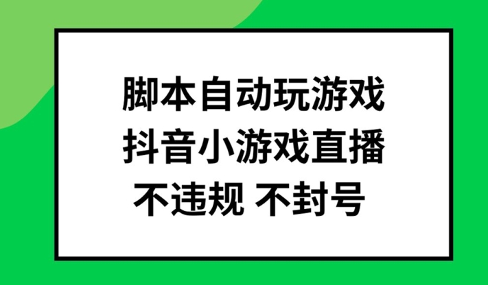 脚本自动玩游戏，抖音小游戏直播，不违规不封号可批量做【揭秘】-大齐资源站