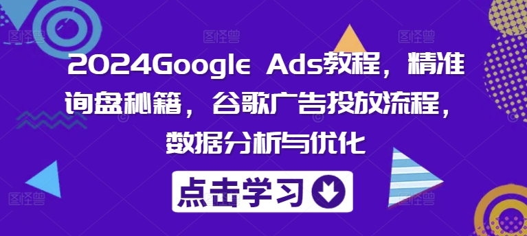 2024Google Ads教程，精准询盘秘籍，谷歌广告投放流程，数据分析与优化-大齐资源站