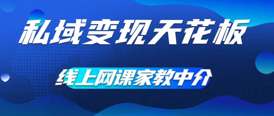 私域变现天花板，网课家教中介，只做渠道和流量，让大学生给你打工，0成本实现月入五位数【揭秘】-大齐资源站