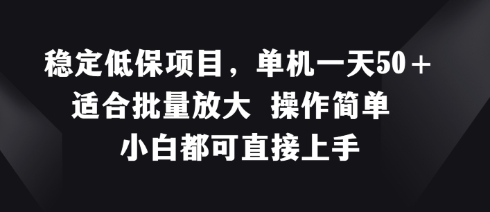 稳定低保项目，单机一天50+适合批量放大 操作简单 小白都可直接上手【揭秘】-大齐资源站