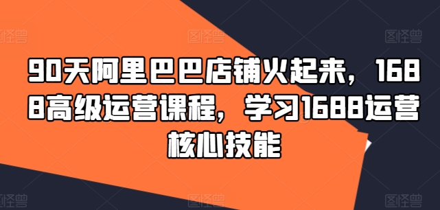 90天阿里巴巴店铺火起来，1688高级运营课程，学习1688运营核心技能-大齐资源站