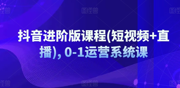 抖音进阶版课程(短视频+直播), 0-1运营系统课-大齐资源站