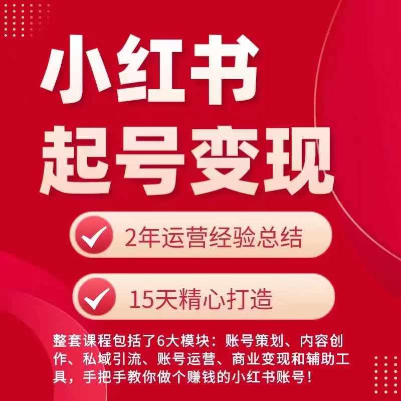 小红书从0~1快速起号变现指南，手把手教你做个赚钱的小红书账号-大齐资源站