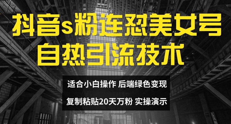 抖音s粉连怼美女号自热引流技术复制粘贴，20天万粉账号，无需实名制，矩阵操作【揭秘】-大齐资源站