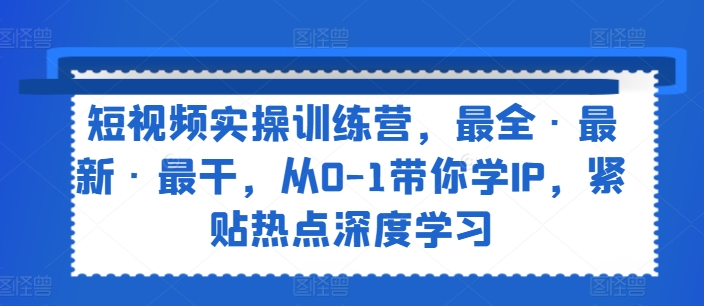 短视频实操训练营，最全·最新·最干，从0-1带你学IP，紧贴热点深度学习-大齐资源站