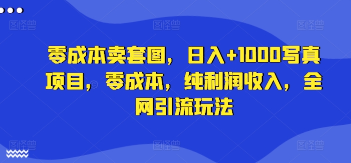 零成本卖套图，日入+1000写真项目，零成本，纯利润收入，全网引流玩法-大齐资源站