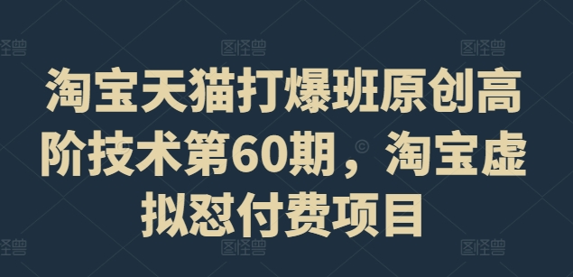 淘宝天猫打爆班原创高阶技术第60期，淘宝虚拟怼付费项目-大齐资源站