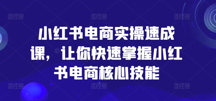 小红书电商实操速成课，让你快速掌握小红书电商核心技能-大齐资源站