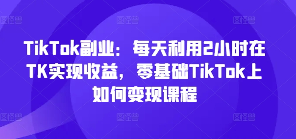 TikTok副业：每天利用2小时在TK实现收益，零基础TikTok上如何变现课程-大齐资源站