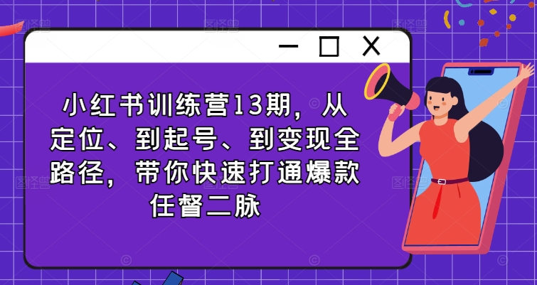 小红书训练营13期，从定位、到起号、到变现全路径，带你快速打通爆款任督二脉-大齐资源站