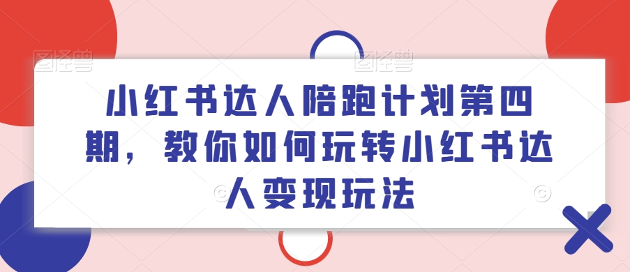 小红书达人陪跑计划第四期，教你如何玩转小红书达人变现玩法-大齐资源站