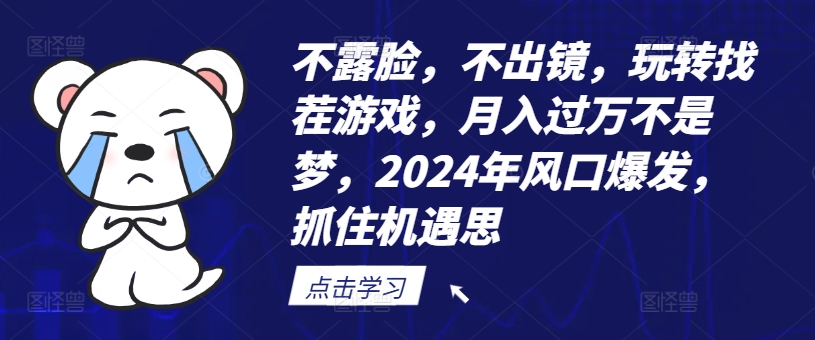 不露脸，不出镜，玩转找茬游戏，月入过万不是梦，2024年风口爆发，抓住机遇【揭秘】-大齐资源站