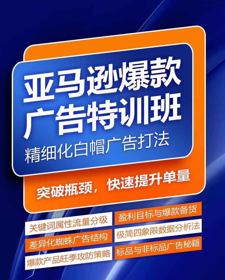 亚马逊爆款广告特训班，快速掌握亚马逊关键词库搭建方法，有效优化广告数据并提升旺季销量-大齐资源站