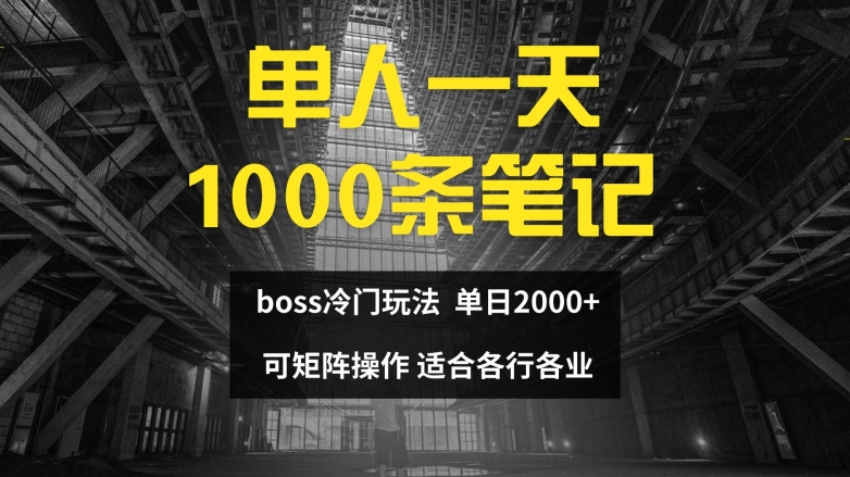 单人一天1000条笔记，日入2000+，BOSS直聘的正确玩法【揭秘】-大齐资源站