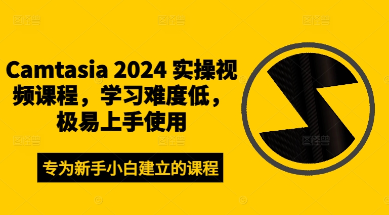 Camtasia 2024 实操视频课程，学习难度低，极易上手使用-大齐资源站