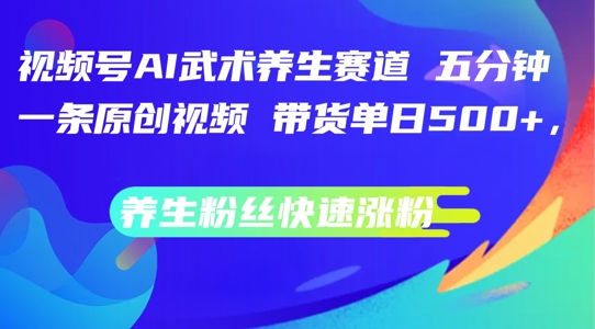 视频号AI武术养生赛道，五分钟一条原创视频，带货单日几张，养生粉丝快速涨粉【揭秘】-大齐资源站