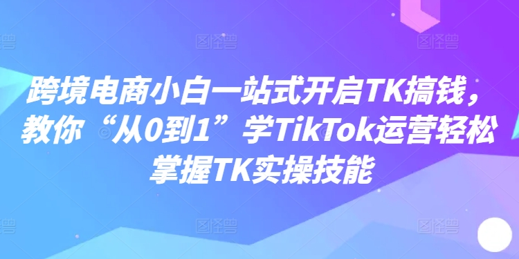 跨境电商小白一站式开启TK搞钱，教你“从0到1”学TikTok运营轻松掌握TK实操技能-大齐资源站