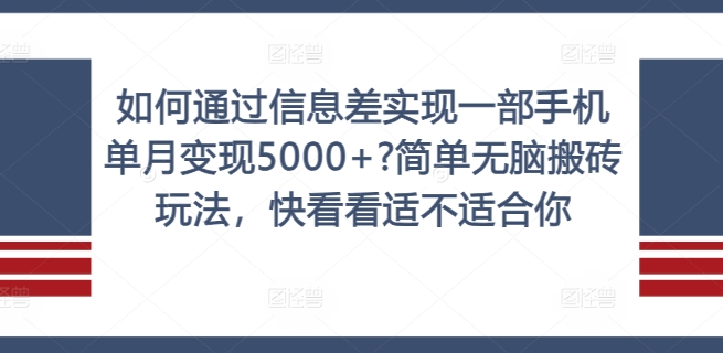 如何通过信息差实现一部手机单月变现5000+?简单无脑搬砖玩法，快看看适不适合你【揭秘】-大齐资源站