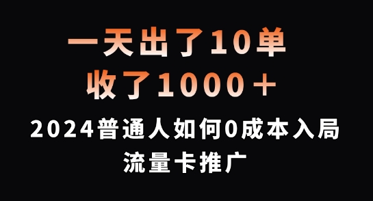 一天出了10单，收了1000+，2024普通人如何0成本入局流量卡推广【揭秘】-大齐资源站