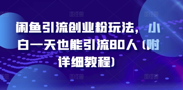 闲鱼引流创业粉玩法，小白一天也能引流80人(附详细教程)-大齐资源站