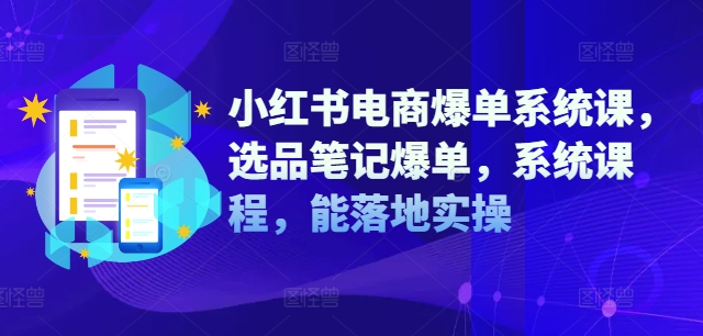 小红书电商爆单系统课，选品笔记爆单，系统课程，能落地实操-大齐资源站